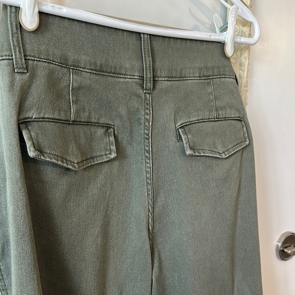 A • NEW DAY | Olive Green High Waist Pleat Front Tapered Trousers Khakis - Picture 14 of 16